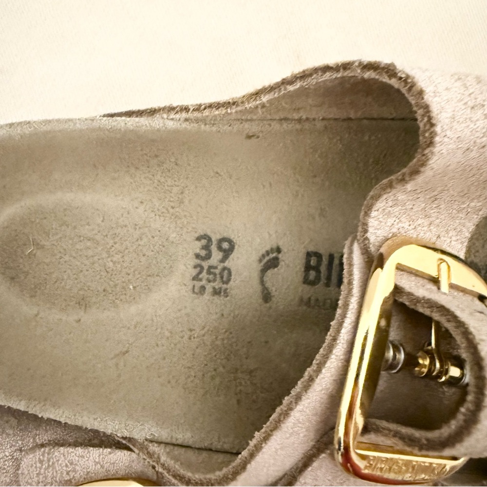 Birkenstock Arizona Big Buckle Met Rose Leather Slides Sz 39 or 8- 8.5 - Picture 6 of 6